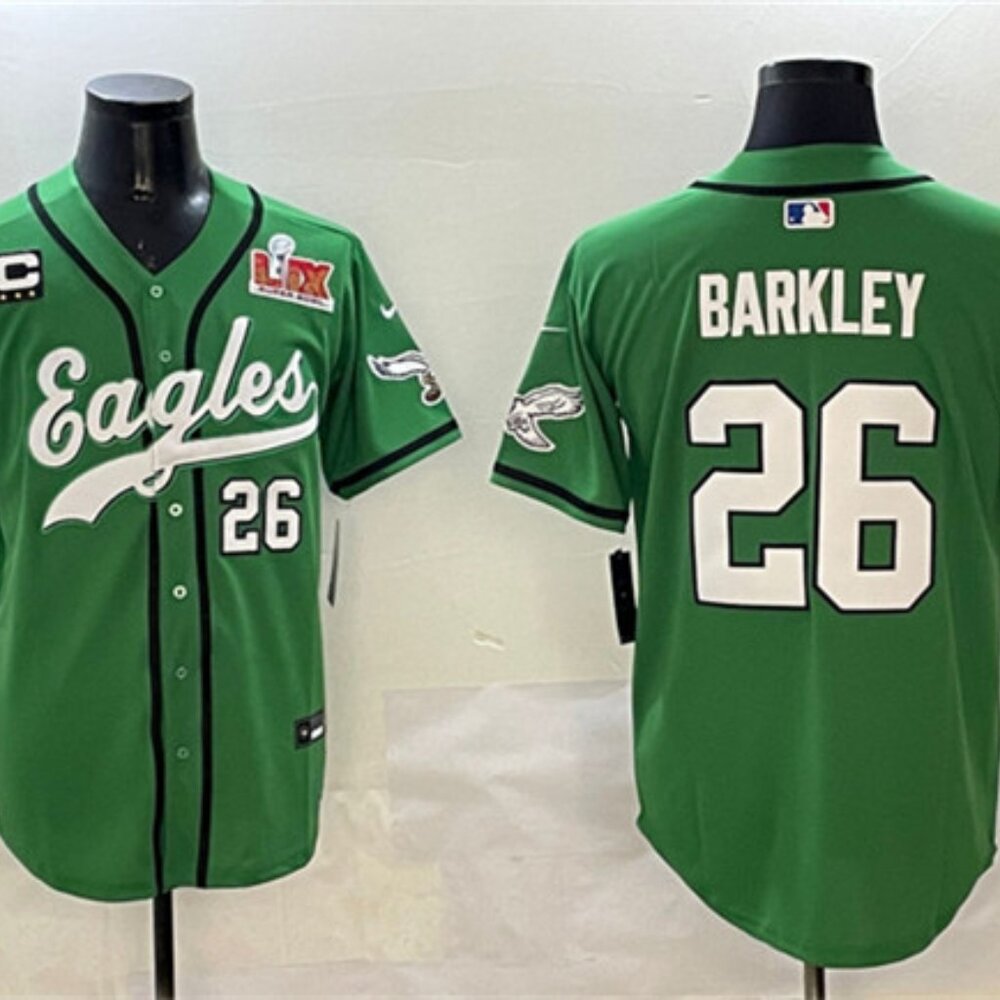 26 Saquon Barkley 2025 Super Bowl LIX Green Stitched Jersey